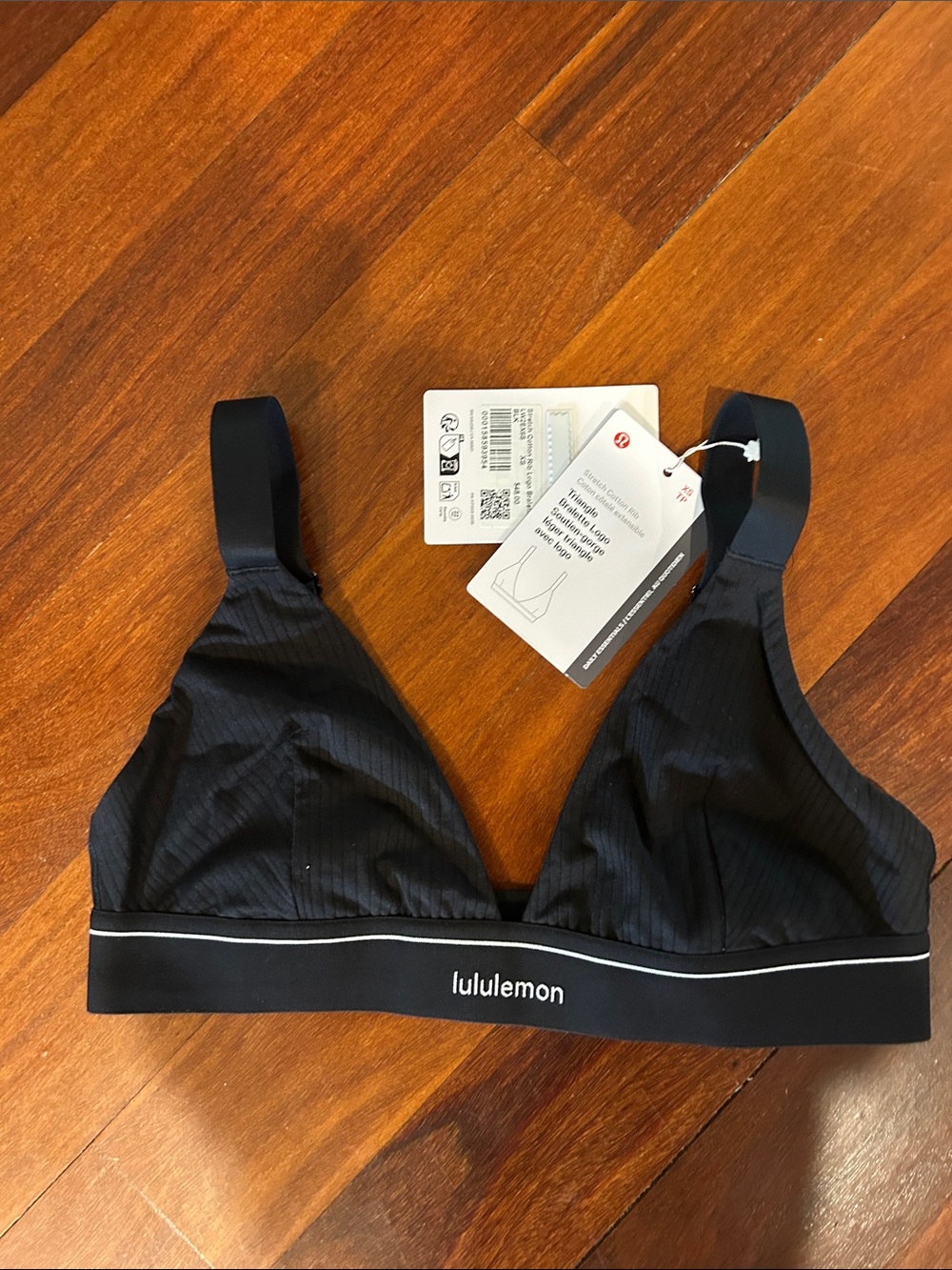 lululemon athletica Black Ribbed Wireless cotton stretch Bralette